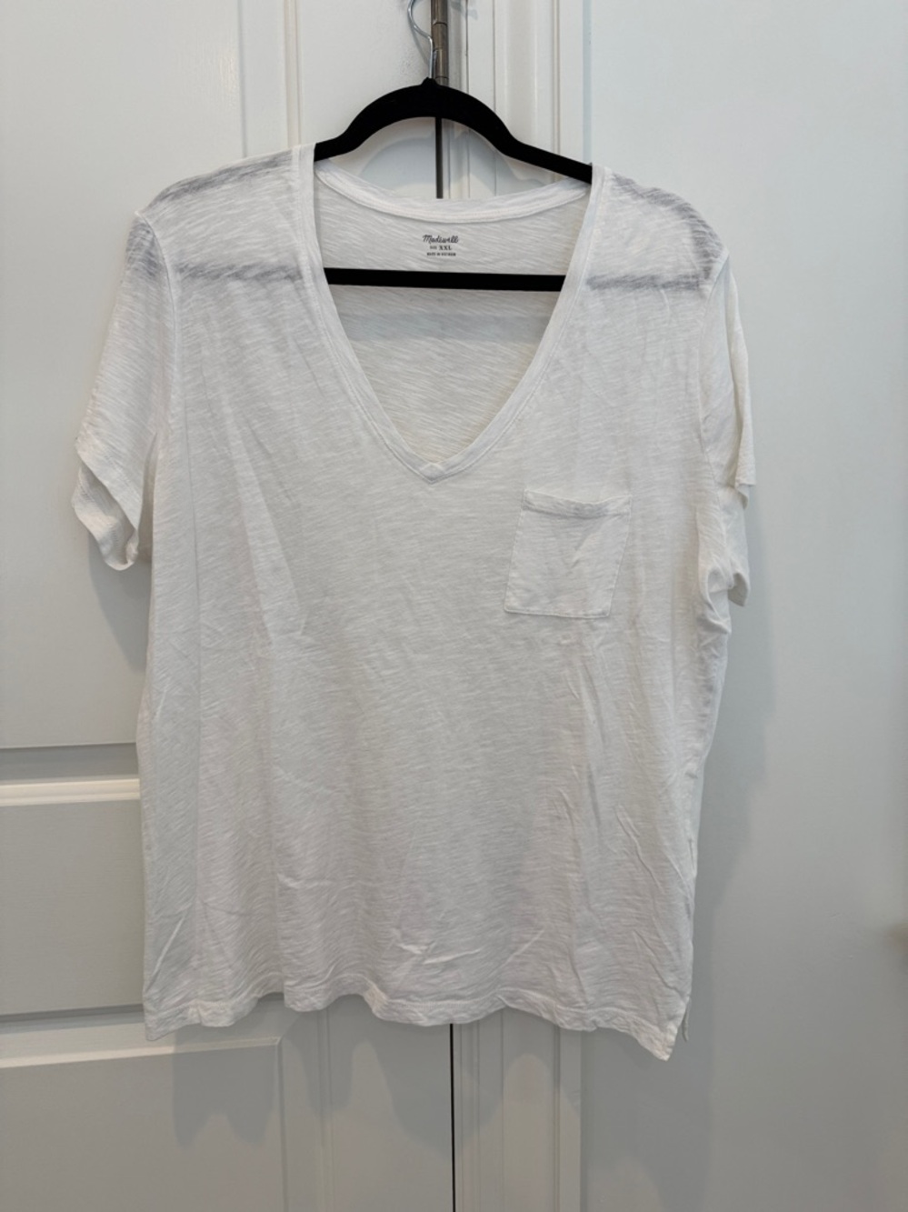 Madewell Whisper Cotton V-Neck Pocket Tee Size XXL Optic White